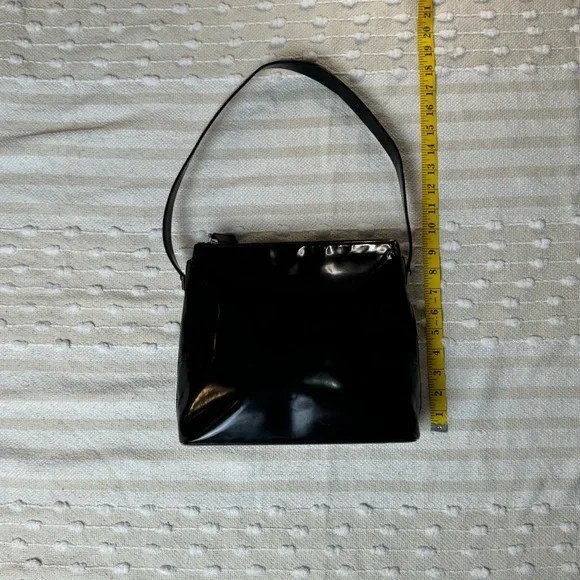 Gianni Versace vintage black patent leather tote shoulder bag silver hardware - Picture 12 of 16